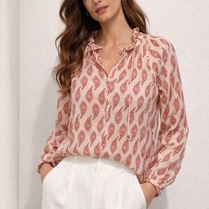 Zara Pink and Cream Patterned Blouse